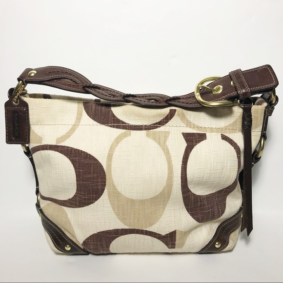 Coach Handbags - Coach Large C Canvas Braided Handle Hobo Purse
